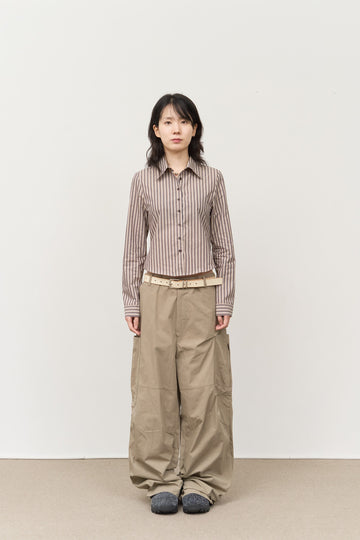 (W) Leaf Striped Shirt